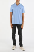 תמונת כל הלוק של Short Sleeve 2 Buttons Polo Shirt in Blue